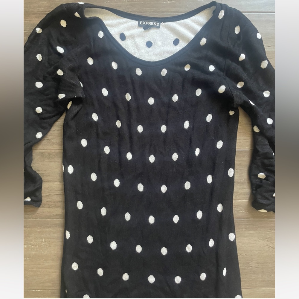 Express Black & White Polka Dot scoop neck sweater - Small